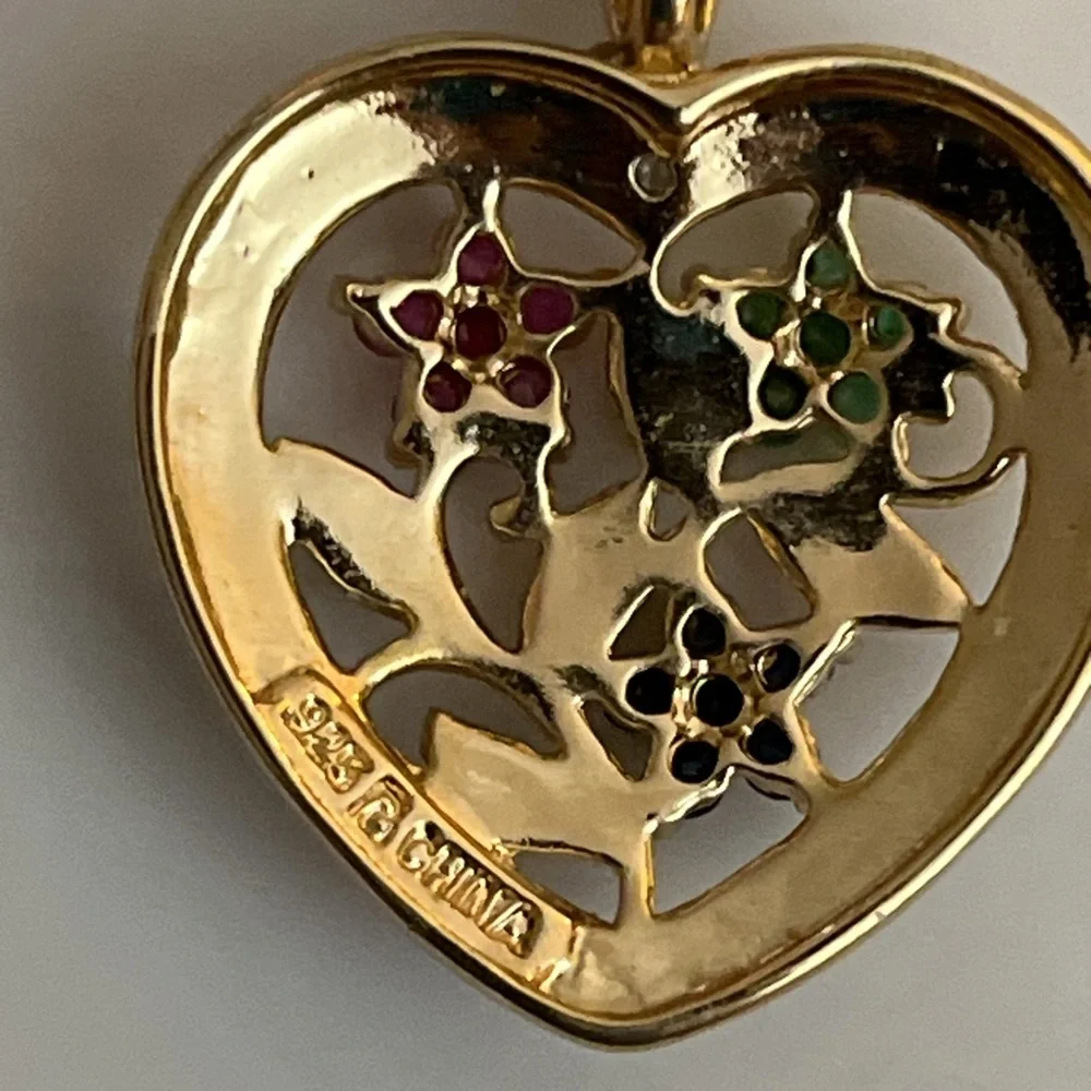 Ross Simon’s Multi-Gemstone Floral Heart Necklace with Diamond Accent - Picture 5 of 6